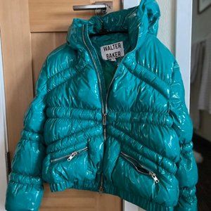 Walter Baker Teal Shiny Puffer Jacket